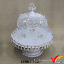 White Mesh Butterfly Cover Metal Wedding Cake Stand